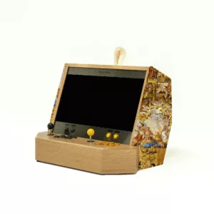 Wooden luxury arcade cabinet with gold fabric