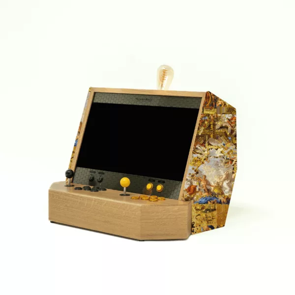 Wooden luxury arcade cabinet with gold fabric