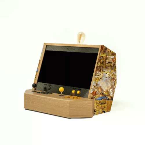 Wooden luxury arcade cabinet with gold fabric