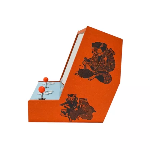 Minato arcade cabinet retro style in orange amber with custom prints