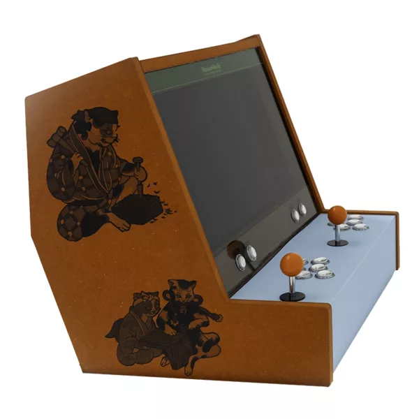 Minato arcade cabinet retro style in orange amber with custom prints