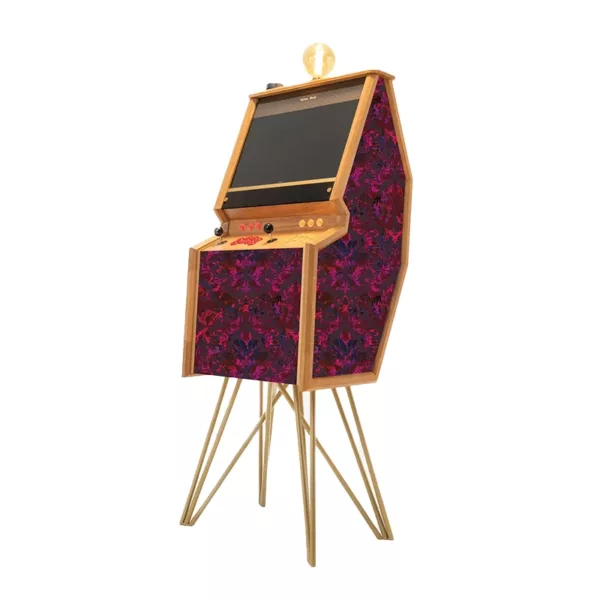 Freestanding premium arcade cabinet in Moulin fabric