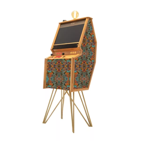 Freestanding premium arcade cabinet in Rosetta fabric