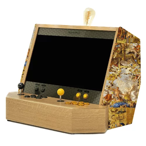 Wooden luxury arcade cabinet with gold fabric