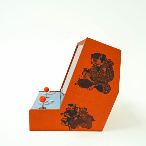 Minato arcade cabinet retro style in orange amber with custom prints