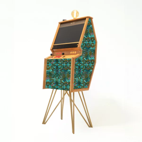 Freestanding premium arcade cabinet in Dizzy fabric