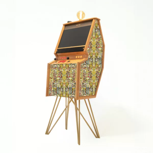 Freestanding premium arcade cabinet in Fresco fabric