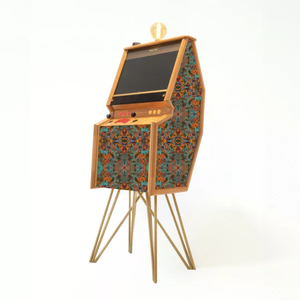 Freestanding premium arcade cabinet in Rosetta fabric