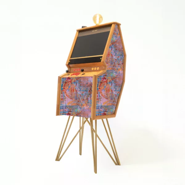 Freestanding premium arcade cabinet in Wallasea fabric