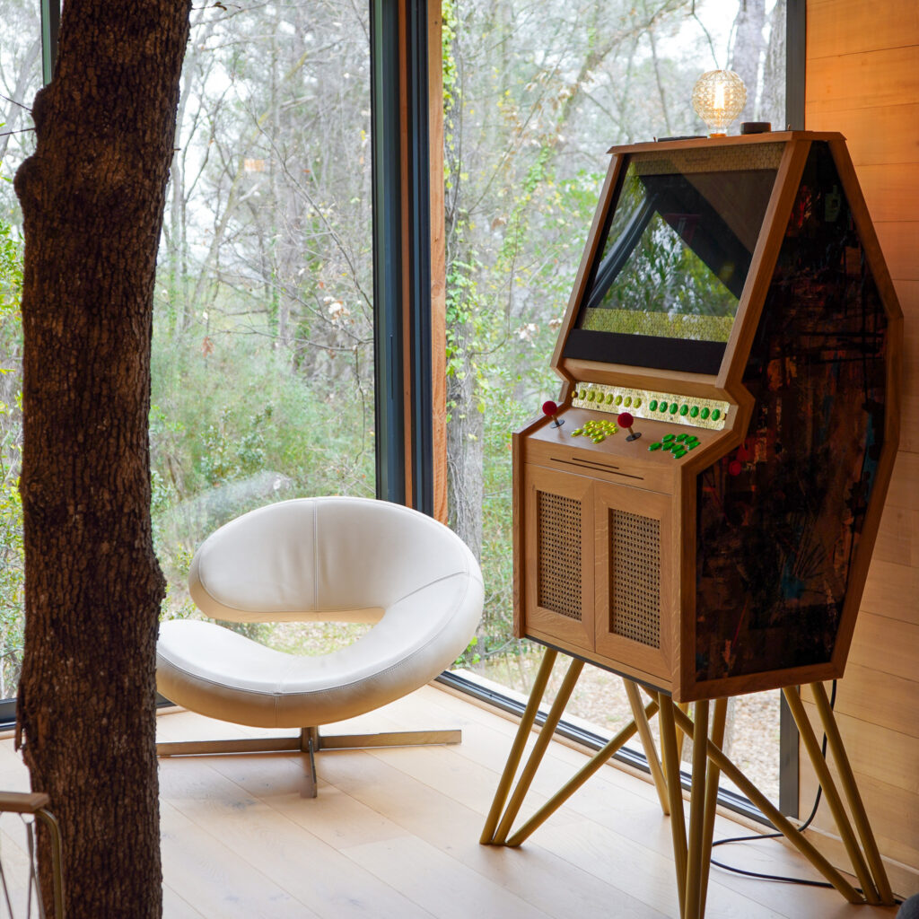 Luxury wooden arcade in luxury games room