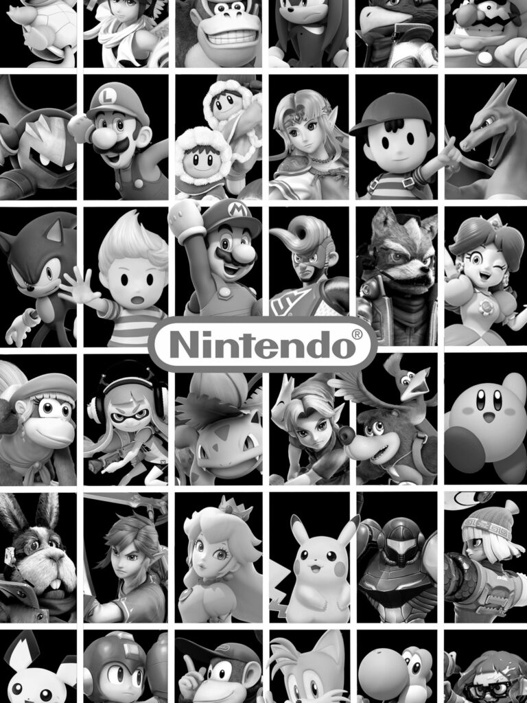 A collage of all nintendo characters