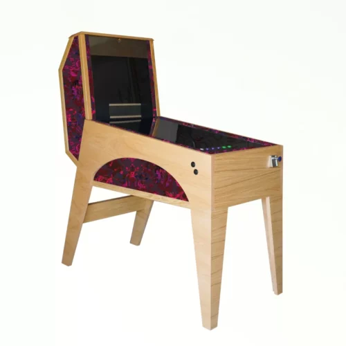 Luxury pinball machine in wood with pink fabric