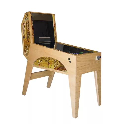 Wooden luxury pinball machine with gold fabric