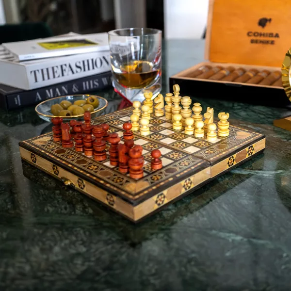 Backgammon & chess dual board set - travel size
